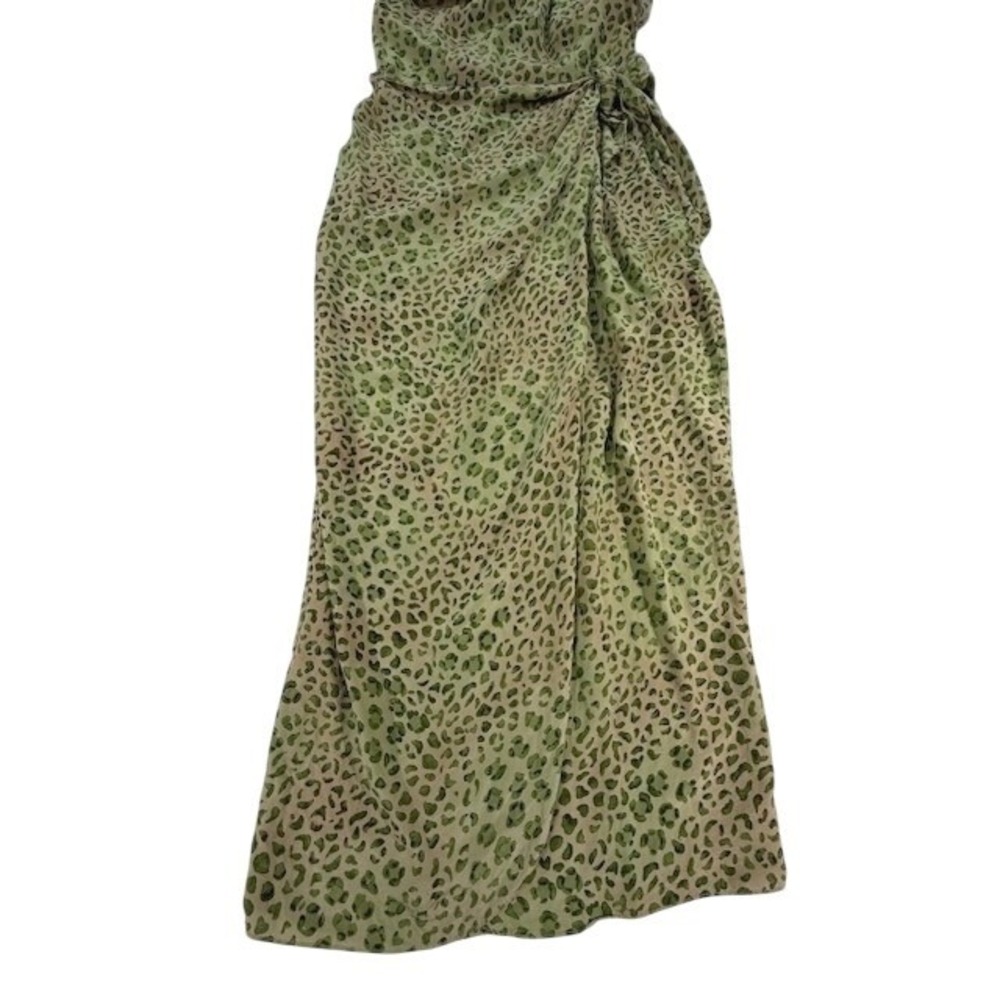 Vintage Spenser Jeremy Silk Leopard Halter Maxi Dress Womens 6 Green - Picture 7 of 16